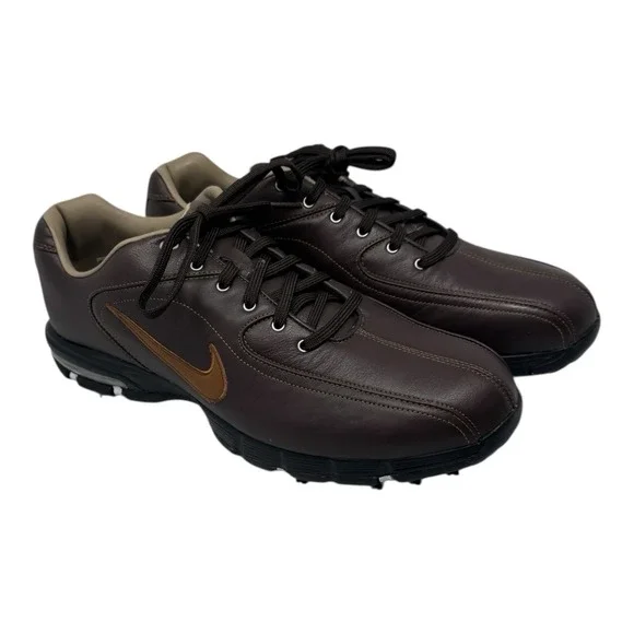 Nike 🔥Air Max Revive‎ Mens ⛳️Brown Leather Golf Shoes Size 11Spikes
